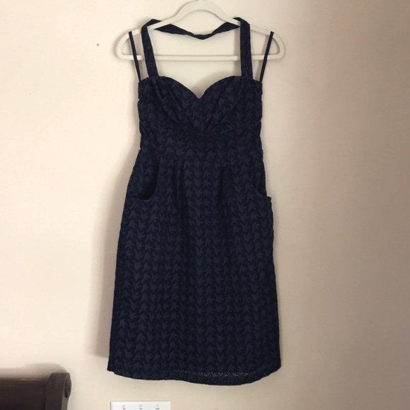 Anthropologie Navy Halter Dress - Picture 1 of 8